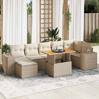 Thumbnail for 8-tlg. Garten-Sofagarnitur mit Kissen Beige Poly Rattan