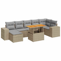 Thumbnail for 8-tlg. Garten-Sofagarnitur mit Kissen Beige Poly Rattan