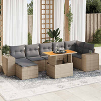 Thumbnail for 8-tlg. Garten-Sofagarnitur mit Kissen Beige Poly Rattan
