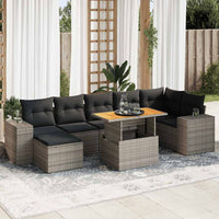 Thumbnail for 8-tlg. Garten-Sofagarnitur mit Kissen Grau Poly Rattan