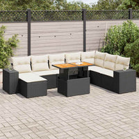Thumbnail for 9-tlg. Garten-Sofagarnitur mit Kissen Schwarz Poly Rattan