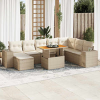 Thumbnail for 9-tlg. Garten-Sofagarnitur mit Kissen Beige Poly Rattan Akazie