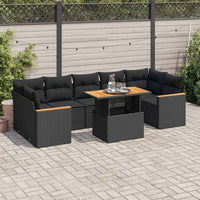 Thumbnail for 7-tlg. Garten-Sofagarnitur mit Kissen Schwarz Poly Rattan