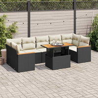 Thumbnail for 7-tlg. Garten-Sofagarnitur mit Kissen Schwarz Poly Rattan
