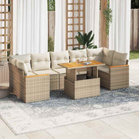 Thumbnail for 7-tlg. Garten-Sofagarnitur mit Kissen Beige Poly Rattan Akazie