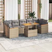 Thumbnail for 7-tlg. Garten-Sofagarnitur mit Kissen Beige Poly Rattan Akazie