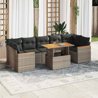Thumbnail for 7-tlg. Garten-Sofagarnitur mit Kissen Grau Poly Rattan Akazie