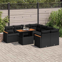 Thumbnail for 9-tlg. Garten-Sofagarnitur mit Kissen Schwarz Poly Rattan