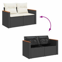 Thumbnail for 9-tlg. Garten-Sofagarnitur mit Kissen Schwarz Poly Rattan