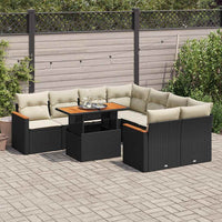 Thumbnail for 9-tlg. Garten-Sofagarnitur mit Kissen Schwarz Poly Rattan