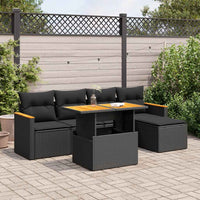 Thumbnail for 6-tlg. Garten-Sofagarnitur mit Kissen Schwarz Poly Rattan
