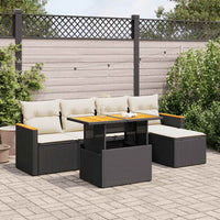 Thumbnail for 6-tlg. Garten-Sofagarnitur mit Kissen Schwarz Poly Rattan