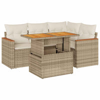 Thumbnail for 5-tlg. Garten-Sofagarnitur mit Kissen Beige Poly Rattan Akazie