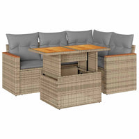 Thumbnail for 5-tlg. Garten-Sofagarnitur mit Kissen Beige Poly Rattan Akazie