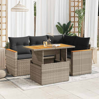 Thumbnail for 5-tlg. Garten-Sofagarnitur mit Kissen Grau Poly Rattan Akazie