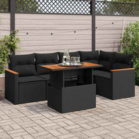 Thumbnail for 5tlg. Garten-Sofagarnitur mit Kissen Schwarz Poly Rattan Akazie