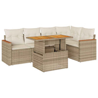 Thumbnail for 5-tlg. Garten-Sofagarnitur mit Kissen Beige Poly Rattan Akazie