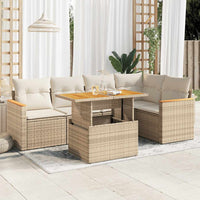 Thumbnail for 5-tlg. Garten-Sofagarnitur mit Kissen Beige Poly Rattan Akazie