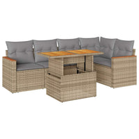 Thumbnail for 5-tlg. Garten-Sofagarnitur mit Kissen Beige Poly Rattan Akazie