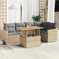 Thumbnail for 5-tlg. Garten-Sofagarnitur mit Kissen Beige Poly Rattan Akazie