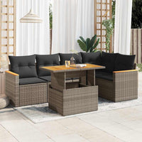 Thumbnail for 5-tlg. Garten-Sofagarnitur mit Kissen Grau Poly Rattan Akazie