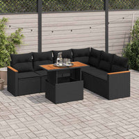Thumbnail for 7-tlg. Garten-Sofagarnitur mit Kissen Schwarz Poly Rattan