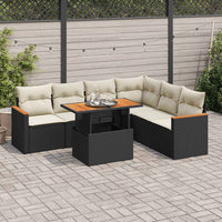 Thumbnail for 7-tlg. Garten-Sofagarnitur mit Kissen Schwarz Poly Rattan