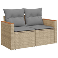 Thumbnail for 7-tlg. Garten-Sofagarnitur mit Kissen Beige Poly Rattan Akazie