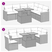 Thumbnail for 7-tlg. Garten-Sofagarnitur mit Kissen Beige Poly Rattan Akazie
