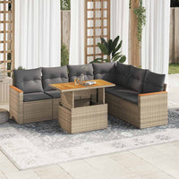 Thumbnail for 7-tlg. Garten-Sofagarnitur mit Kissen Beige Poly Rattan Akazie