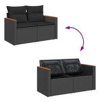 Thumbnail for 9-tlg. Garten-Sofagarnitur mit Kissen Schwarz Poly Rattan