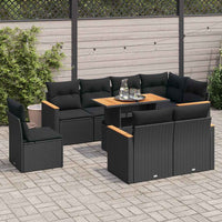 Thumbnail for 9-tlg. Garten-Sofagarnitur mit Kissen Schwarz Poly Rattan