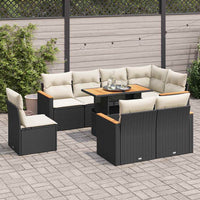 Thumbnail for 9-tlg. Garten-Sofagarnitur mit Kissen Schwarz Poly Rattan