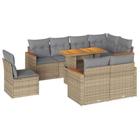 Thumbnail for 9-tlg. Garten-Sofagarnitur mit Kissen Beige Poly Rattan Akazie