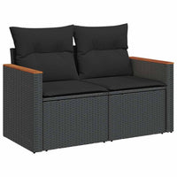 Thumbnail for 7-tlg. Garten-Sofagarnitur mit Kissen Schwarz Poly Rattan