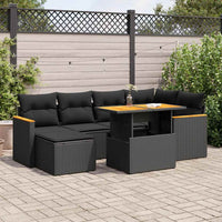 Thumbnail for 7-tlg. Garten-Sofagarnitur mit Kissen Schwarz Poly Rattan