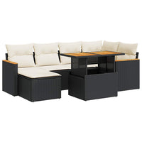 Thumbnail for 7-tlg. Garten-Sofagarnitur mit Kissen Schwarz Poly Rattan