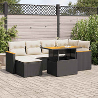 Thumbnail for 7-tlg. Garten-Sofagarnitur mit Kissen Schwarz Poly Rattan