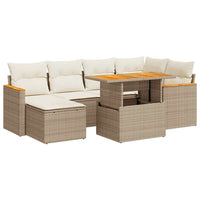 Thumbnail for 7-tlg. Garten-Sofagarnitur mit Kissen Beige Poly Rattan Akazie