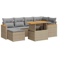 Thumbnail for 7-tlg. Garten-Sofagarnitur mit Kissen Beige Poly Rattan Akazie