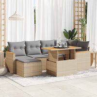 Thumbnail for 7-tlg. Garten-Sofagarnitur mit Kissen Beige Poly Rattan Akazie