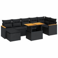 Thumbnail for 8-tlg. Garten-Sofagarnitur mit Kissen Schwarz Poly Rattan
