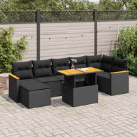 Thumbnail for 8-tlg. Garten-Sofagarnitur mit Kissen Schwarz Poly Rattan