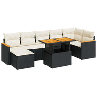 Thumbnail for 8-tlg. Garten-Sofagarnitur mit Kissen Schwarz Poly Rattan