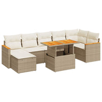 Thumbnail for 8-tlg. Garten-Sofagarnitur mit Kissen Beige Poly Rattan Akazie