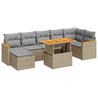 Thumbnail for 8-tlg. Garten-Sofagarnitur mit Kissen Beige Poly Rattan Akazie