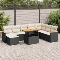 Thumbnail for 9-tlg. Garten-Sofagarnitur mit Kissen Schwarz Poly Rattan