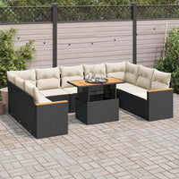 Thumbnail for 10-tlg. Garten-Sofagarnitur mit Kissen Schwarz Poly Rattan