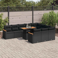 Thumbnail for 11-tlg. Garten-Sofagarnitur mit Kissen Schwarz Poly Rattan