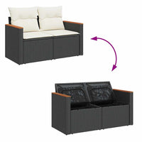 Thumbnail for 11-tlg. Garten-Sofagarnitur mit Kissen Schwarz Poly Rattan